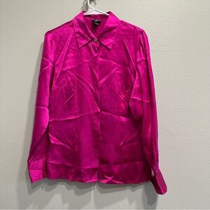 Mixit Fuchsia Button Down Shirt,silk,size 8,office,party,colorful,feminine